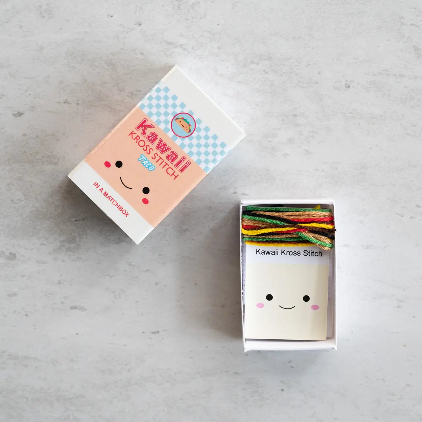 Kawaii Taco Mini Cross Stitch Kit in A Matchbox