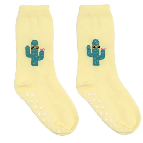 3D Packaged Crew Socks - Cool Cactus - Yellow