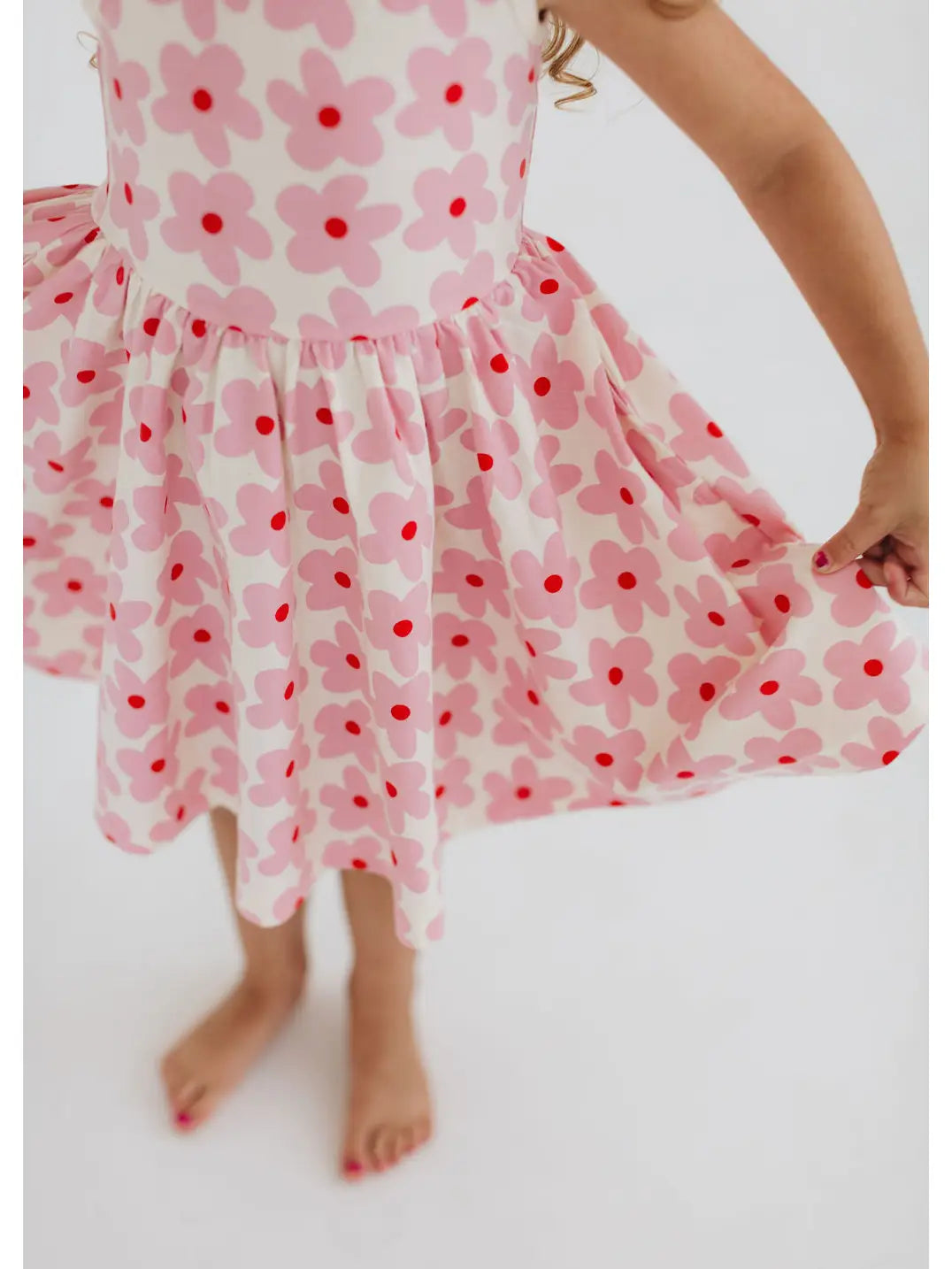 Sleeveless Twirl Dress - Pink Daisies