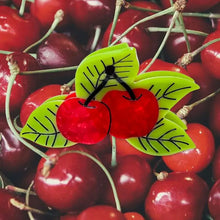 Load image into Gallery viewer, Large Cherries Hair Claw Clip