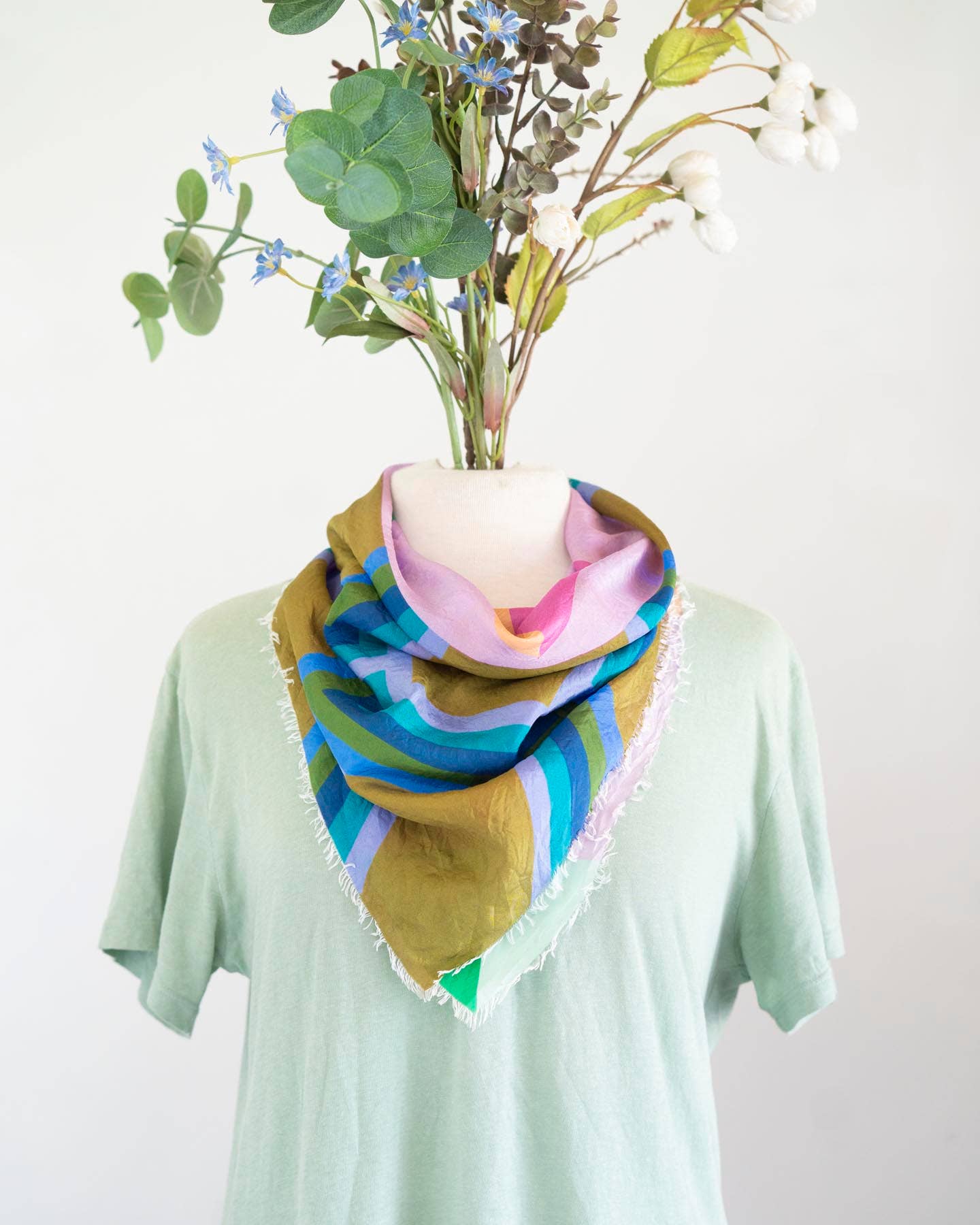 Spring in the Mountains - Diamonds - Pure Silk Bandana Scarf