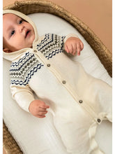Load image into Gallery viewer, Fair Isle Jacquard Sweater Knit Baby Hooded Jumpsuit