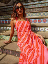 Load image into Gallery viewer, Nostalgic Stripe Strappy Midi Dress