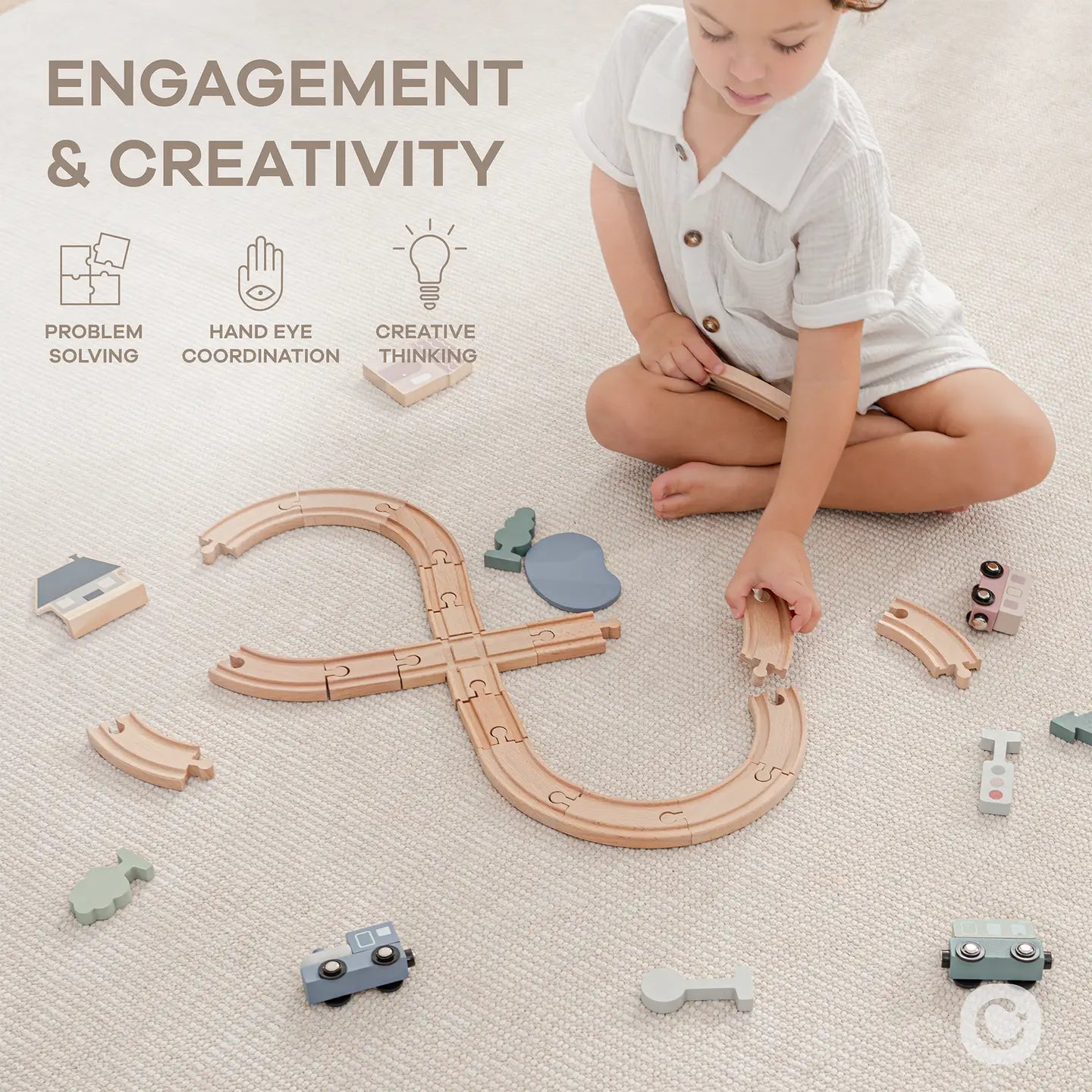 30-PC Wooden Train Set