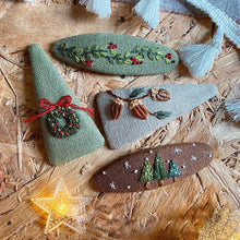 Load image into Gallery viewer, Embroidered Holiday Hair Barrettes - Several Styles