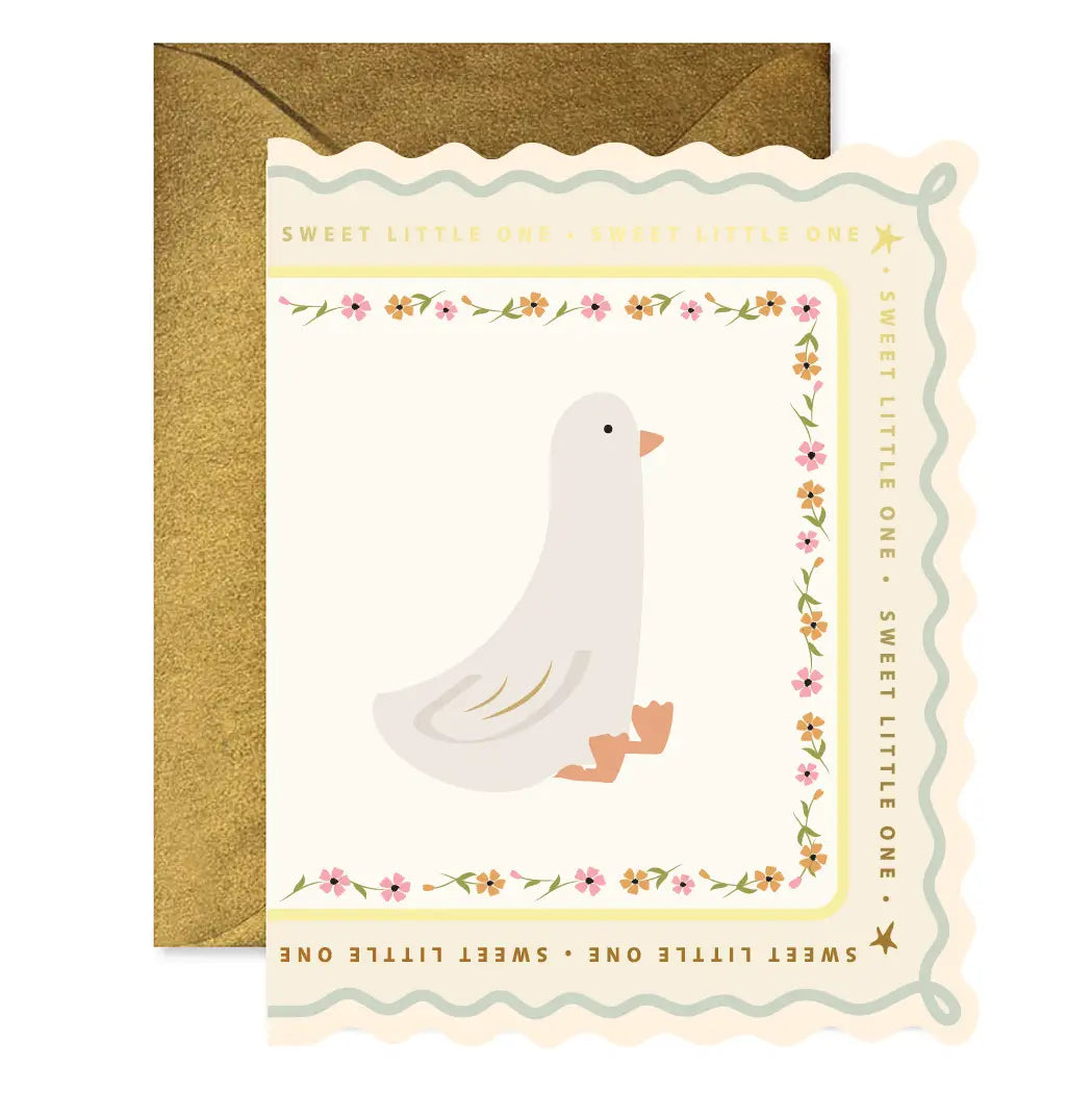 Sweet Little Goose Scallop Greeting Card