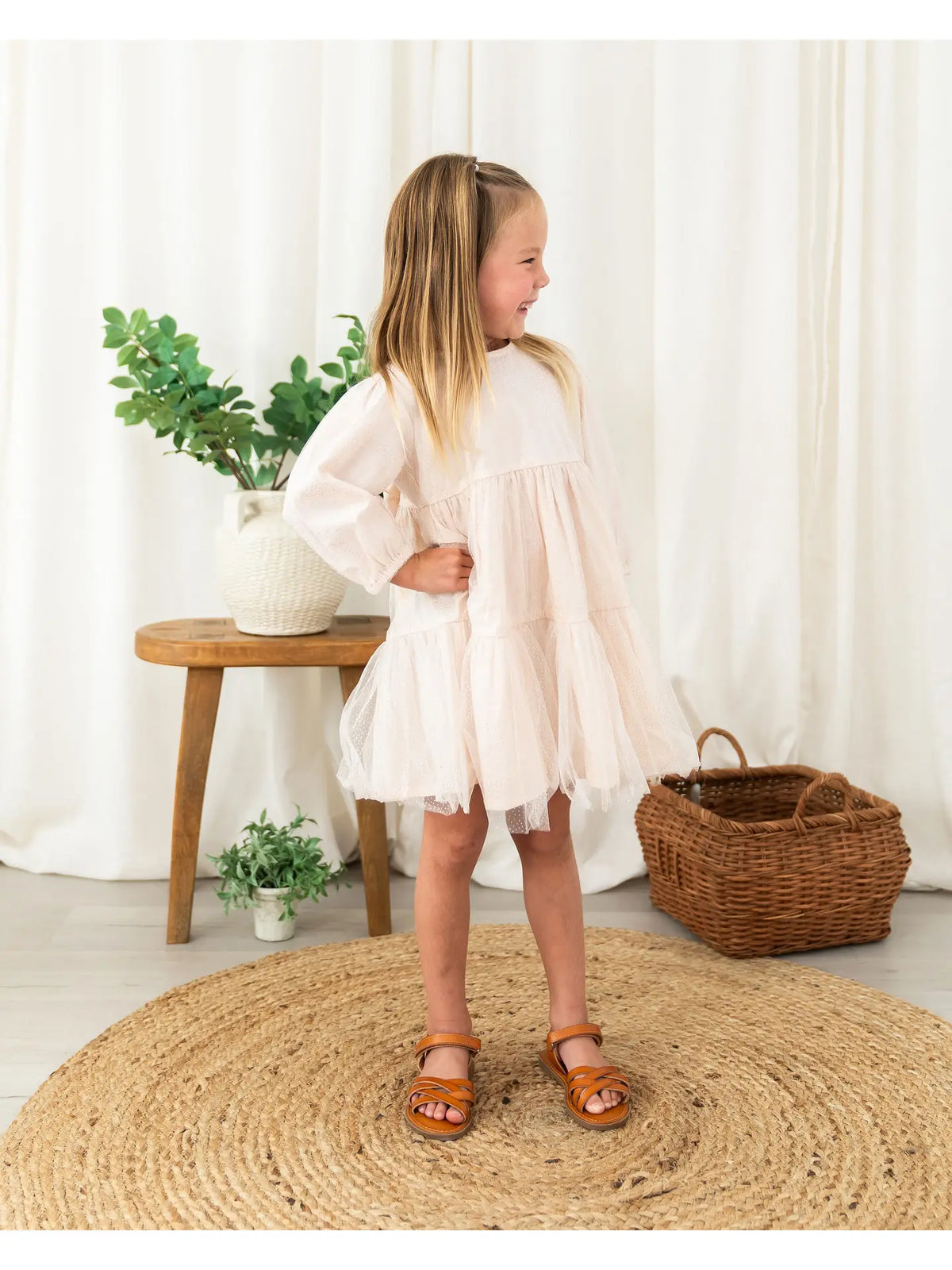 Gabrielle Dotted Tutu Layered Dress - Blush Pink (Organic)