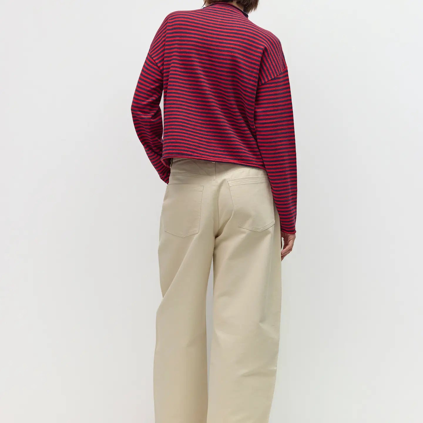 The Elisa Striped Cardigan - Navy/Red