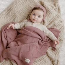 Load image into Gallery viewer, 100% Organic Cotton Pointelle Swaddle Receiving Baby Blanket - Sugar Plum