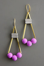 Load image into Gallery viewer, Geometric Pink and Brass Earrings