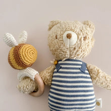 Load image into Gallery viewer, Teether Bee Cotton Crochet Rattle