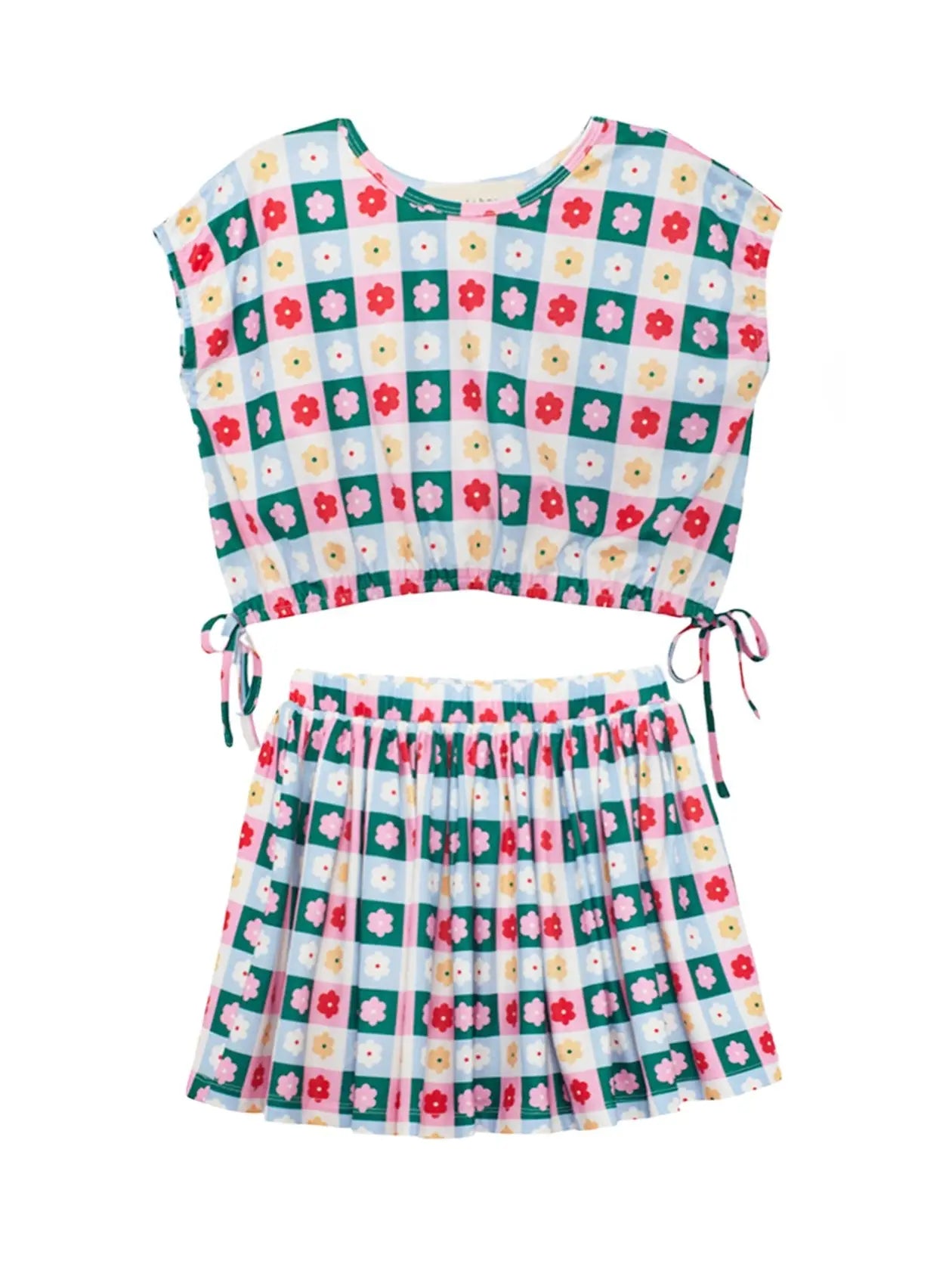 Flower Pops Cap Sleeve Two Piece Set