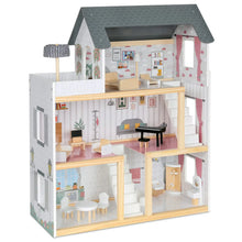 Load image into Gallery viewer, 3-Story Wooden Doll House Set W/Elevator, Balcony & Stairs