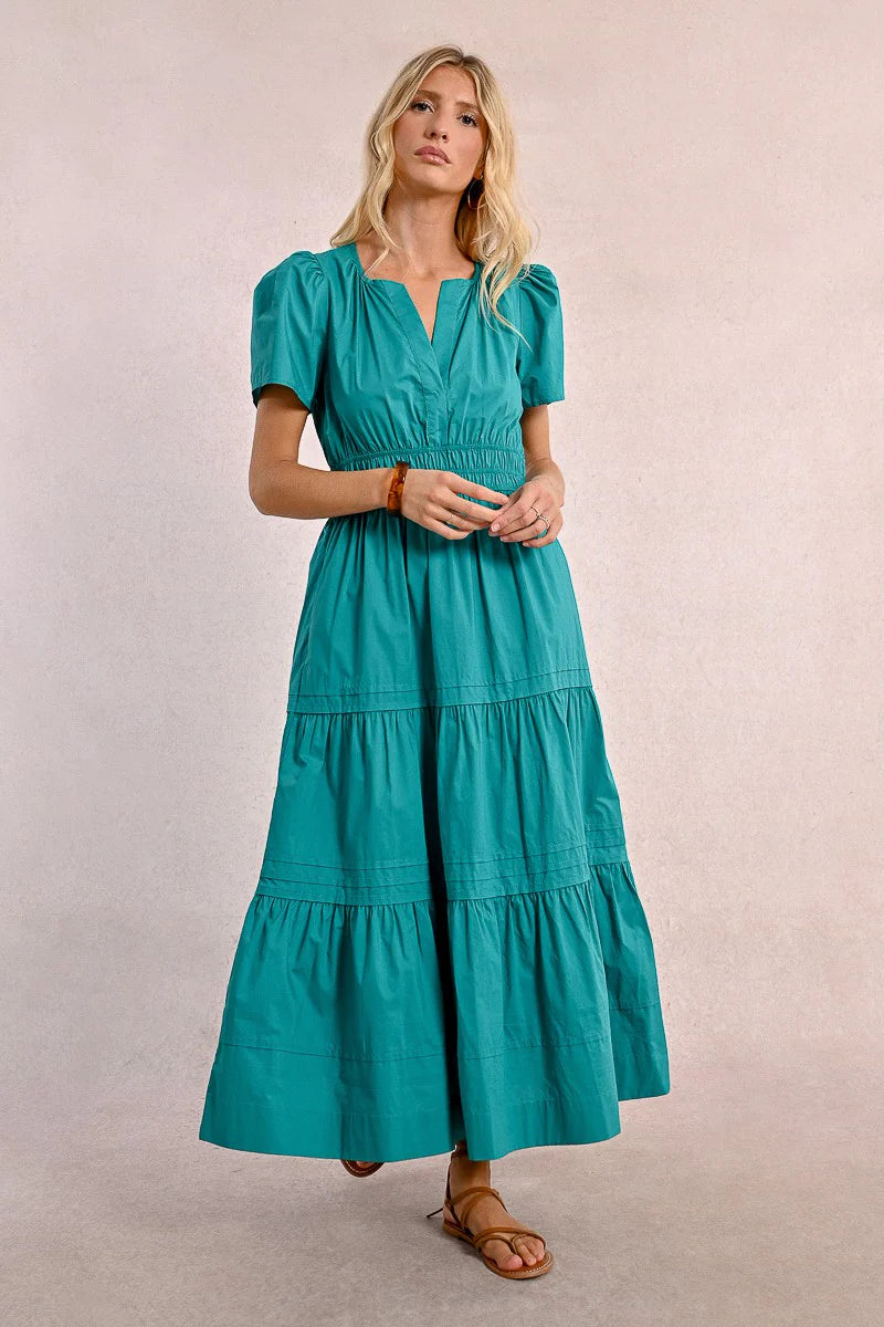 LONG POPLIN DRESS EMERALD GREEN / XL LONG POPLIN DRESS EMERALD GREEN / XL