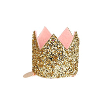 Load image into Gallery viewer, Mini Gold Glitter Crown Hair Clip