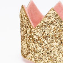 Load image into Gallery viewer, Mini Gold Glitter Crown Hair Clip