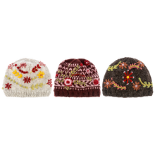 Load image into Gallery viewer, Knit Embroidered Floral Winter Hats - Three Styles