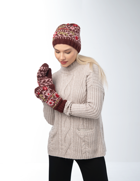 Knit Embroidered Floral Winter Hats - Three Styles