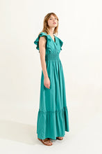 Load image into Gallery viewer, Ruffled V-Neck Dress - Green
