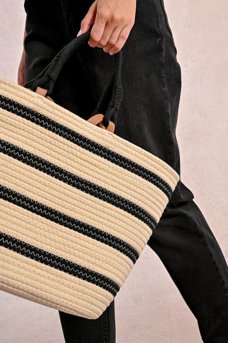 Striped Basket Bag