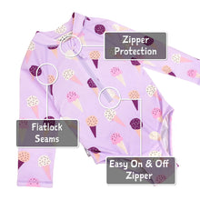 Load image into Gallery viewer, Girls One Piece UV Swimsuit | Lavender Ice Cream