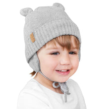 Load image into Gallery viewer, Kids Knit Winter Earflap Hats | Grey Bear