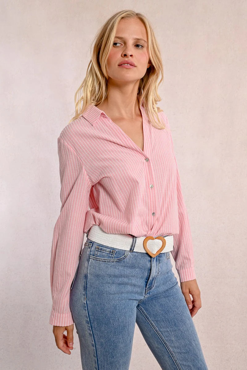 Heart Buckle Wide Braided Belt - White
