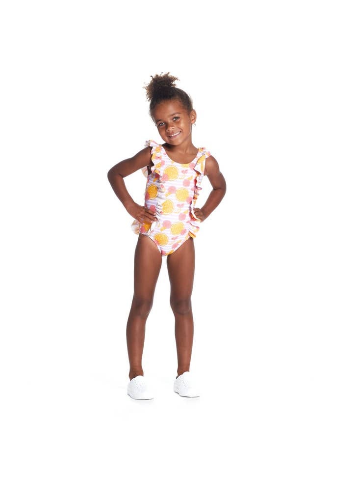 Pink Grapefruit Ruffle Swimsuit