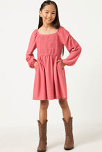 Load image into Gallery viewer, Girls Knit Swiss Dot Smocked Long Sleeve Dress

