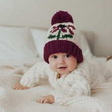 Load image into Gallery viewer, Cornflower Hand Knit Beanie Hat - Plum