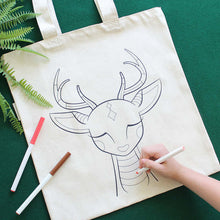 Load image into Gallery viewer, Deer Coloring Kit Tote