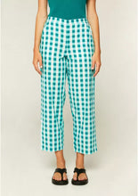 Load image into Gallery viewer, Gingham Cropped Straight-Leg Trousers