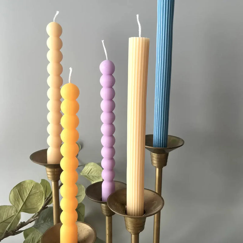 Lined taper candlesticks in burgundy — home décor at Bella Vita