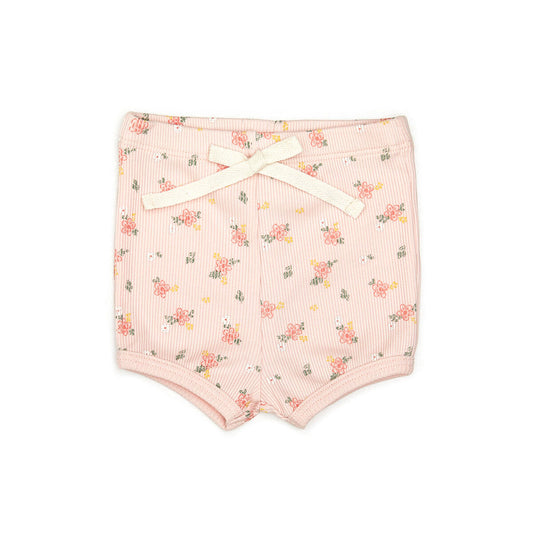 Ribbed Short - Pink Flowers