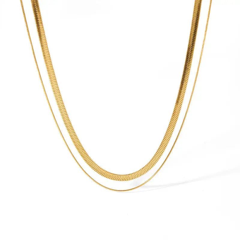 Layering Double 18K Gold Plated Chain Necklace