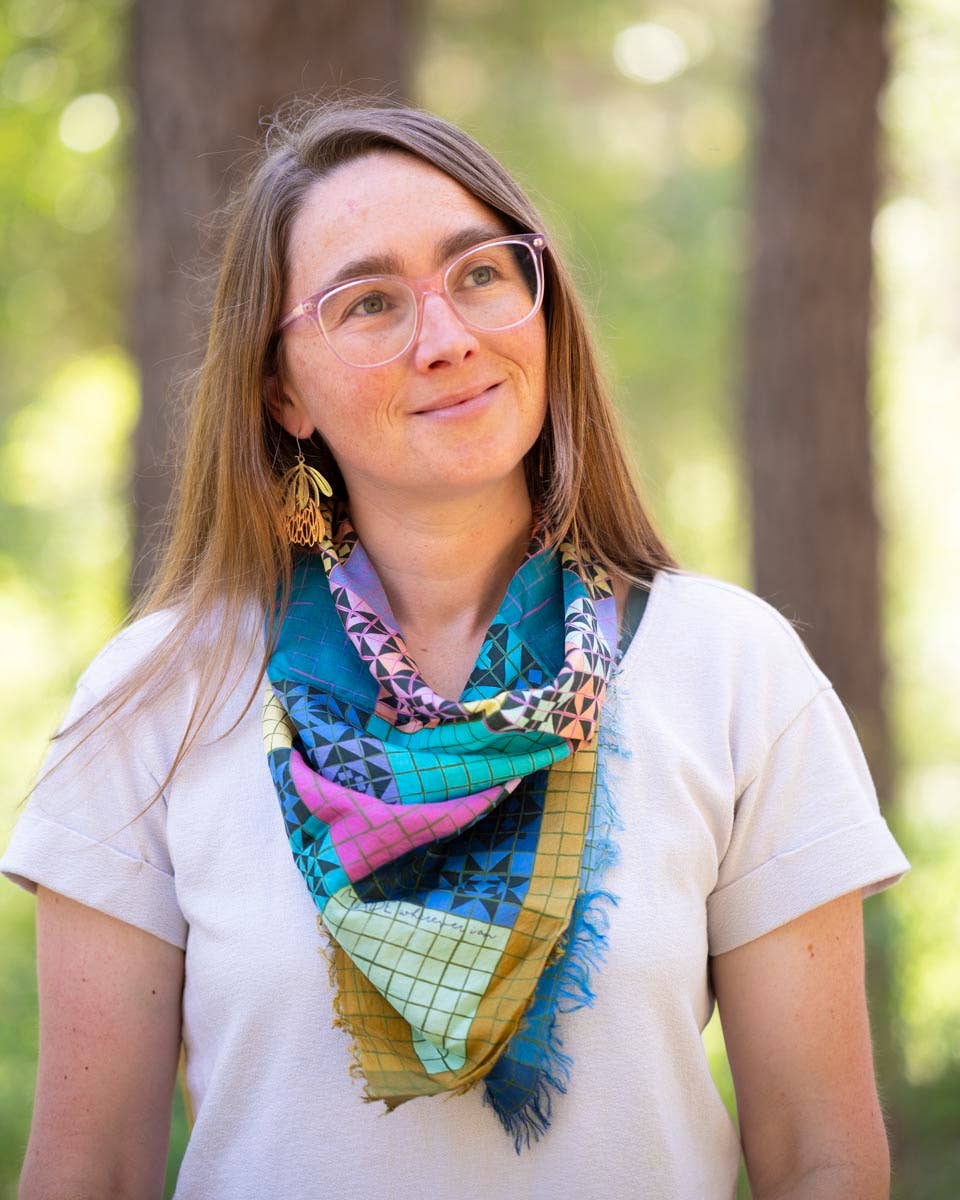 Spring in the Mountains Patchwork - Pure Silk Bandana Scarf