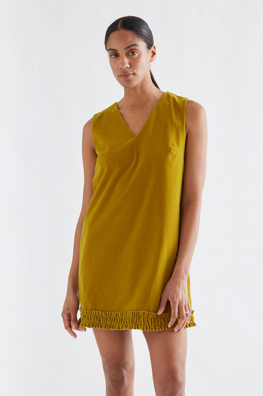 Velvet Short Dress - Ochre