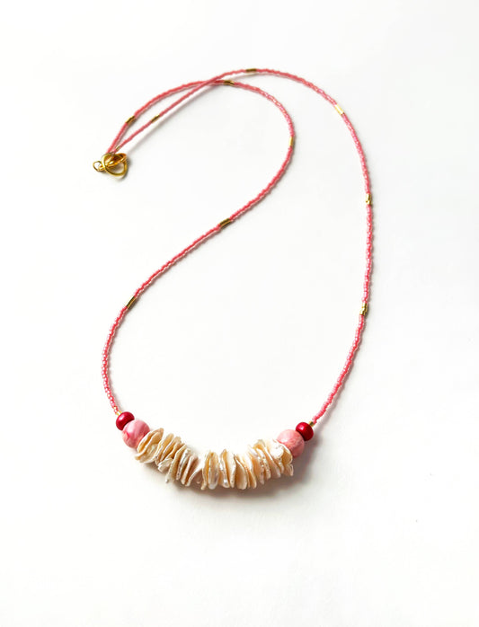 Long Pink Keshi Pearl Necklace | Beaded Pearl Necklace
