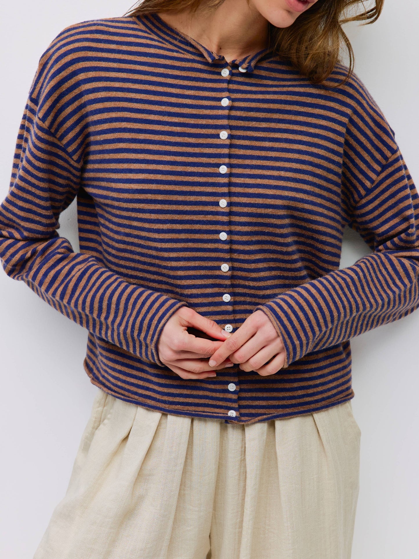 Striped Button-Down Cardigan