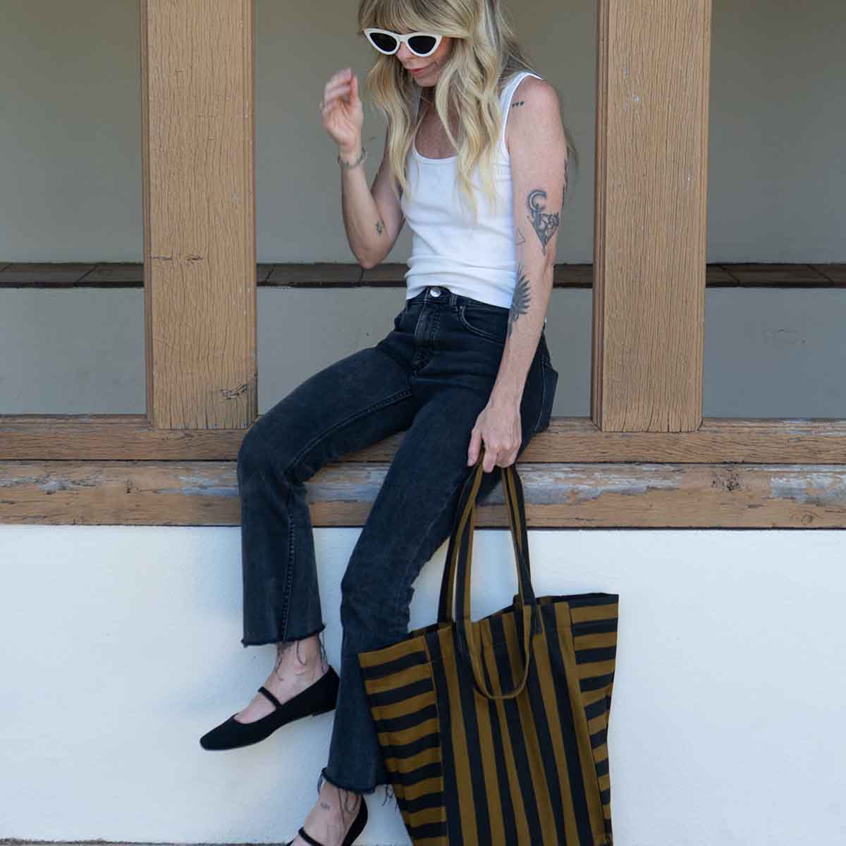 Elisabeth Tote Bag - Cumin Stripe