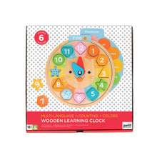 Load image into Gallery viewer, Multi-Language + Counting + Colors Wooden Learning Clock
