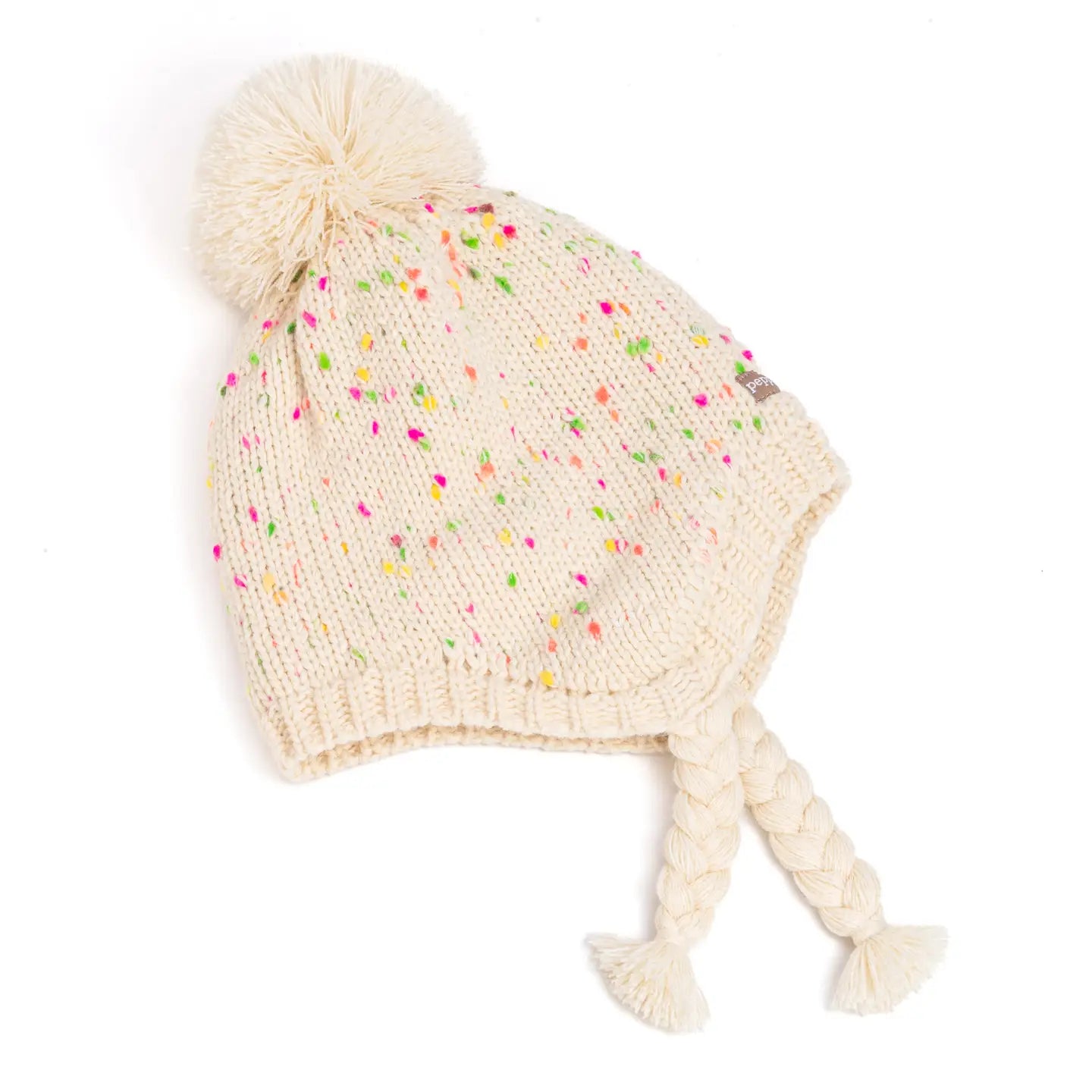 Girls Speckled Knit Winter Hat with Braids