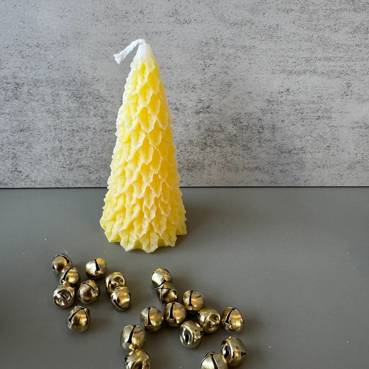 Frosty Retro Style Holiday Tree Candle - Yellow
