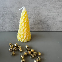 Load image into Gallery viewer, Frosty Retro Style Holiday Tree Candle - Yellow
