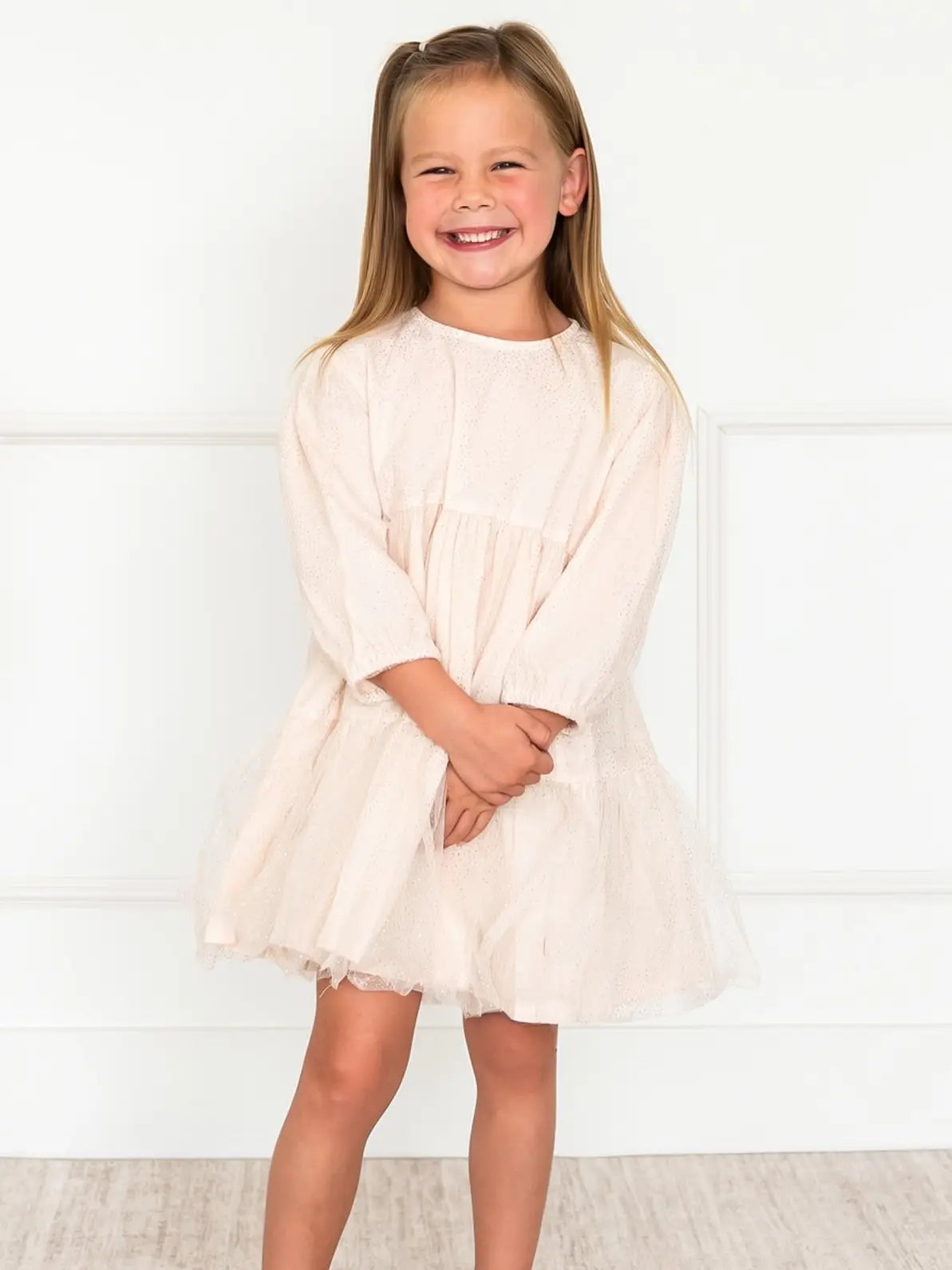 Gabrielle Dotted Tutu Layered Dress - Blush Pink (Organic)
