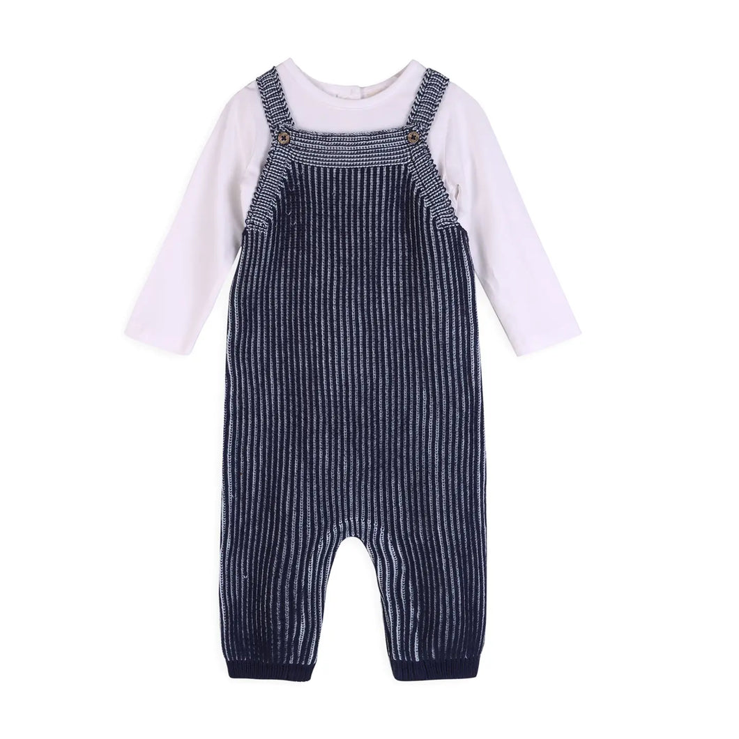Blue Knit Overall Set