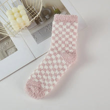 Load image into Gallery viewer, Checkerboard Pattern Fuzzy Winter Socks - Several Colors
