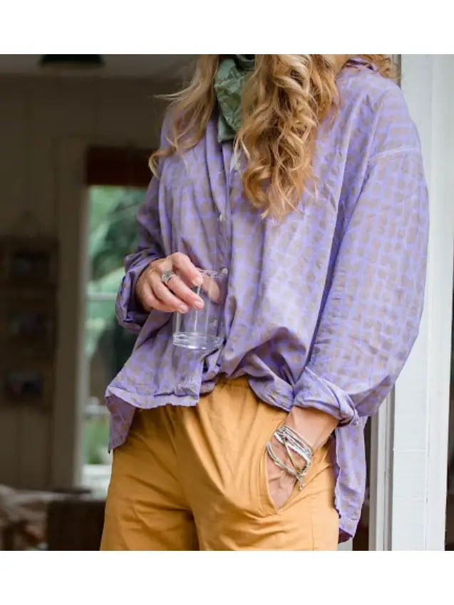 Lavender Boyfriend Shirt-Messy Dot