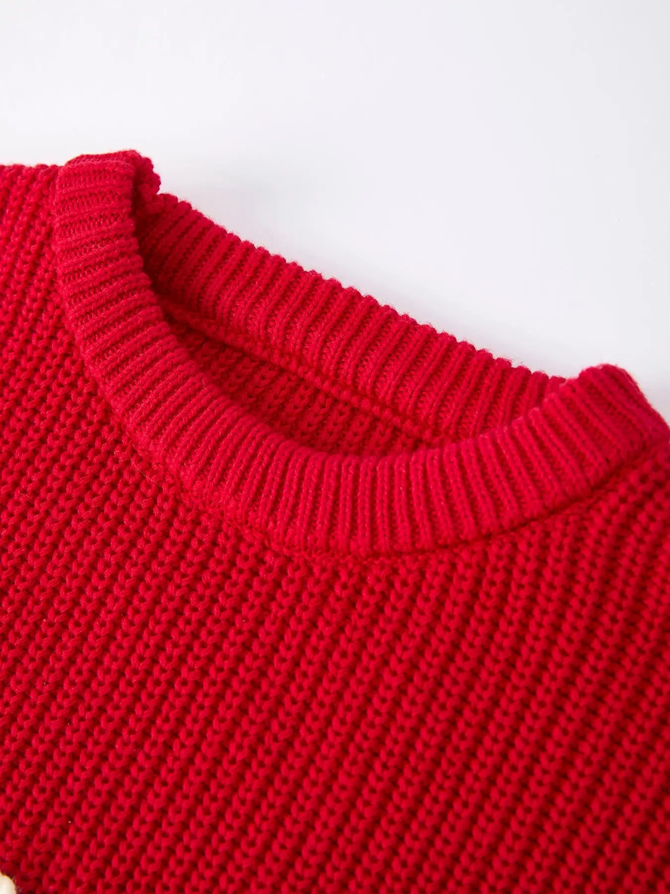 Red Knit Sweater "Love" Embroidery