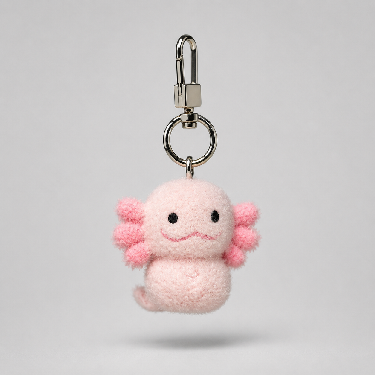 Axolotl Flocked Keychain – Cute Pink Plush Bag Charm